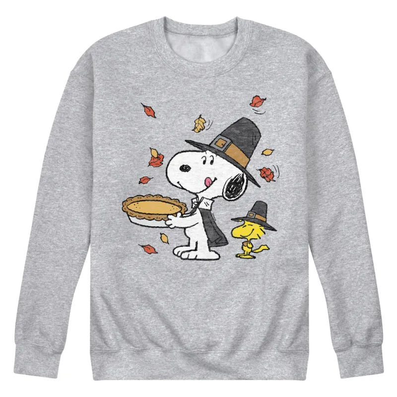 Peanuts - Thanksgiving Scene - Men's Crew Neck Fleece Pullover sold by Zulily