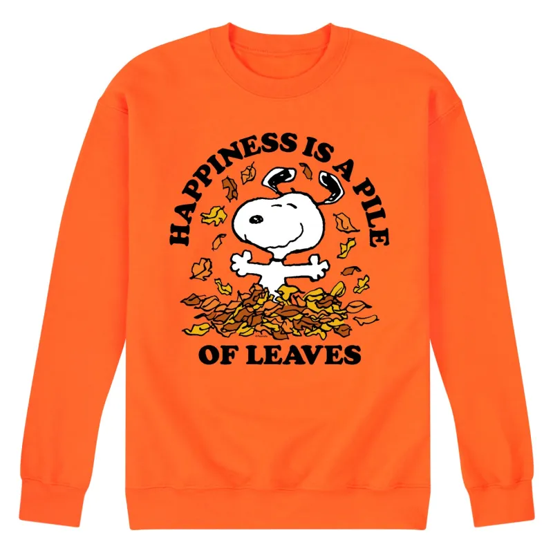 Peanuts - Happiness Is A Pile Of Leaves - Men's Crew Neck Fleece Pullover sold by Zulily