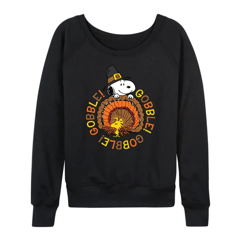 Peanuts - Gobble Gobble-Adult Women's Lightweight French Terry Long Sleeve Shirt sold by Zulily