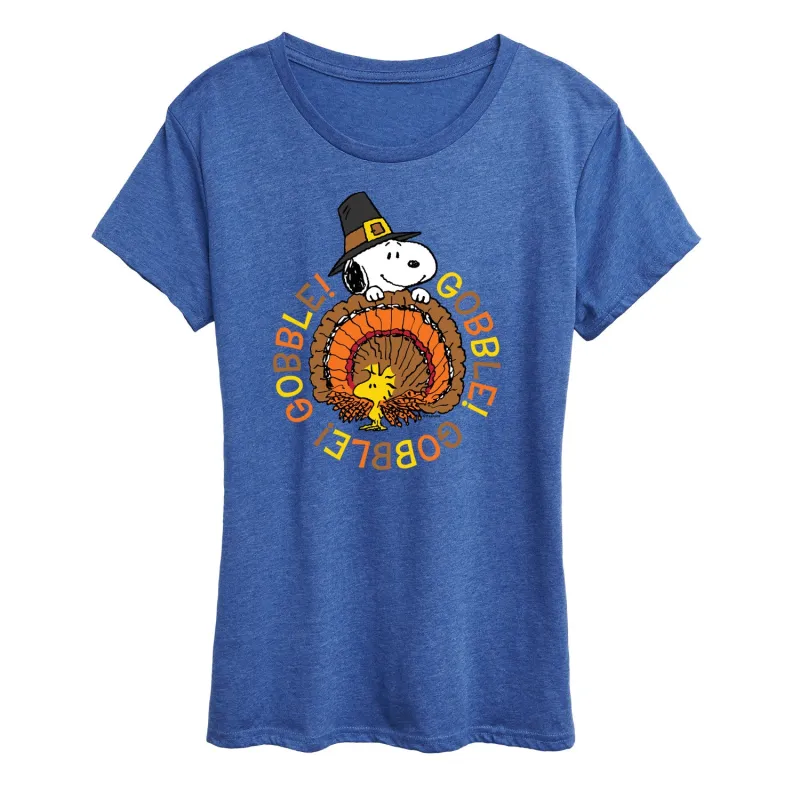 Peanuts - Gobble Gobble - Women's Short Sleeve Graphic T-Shirt sold by Zulily