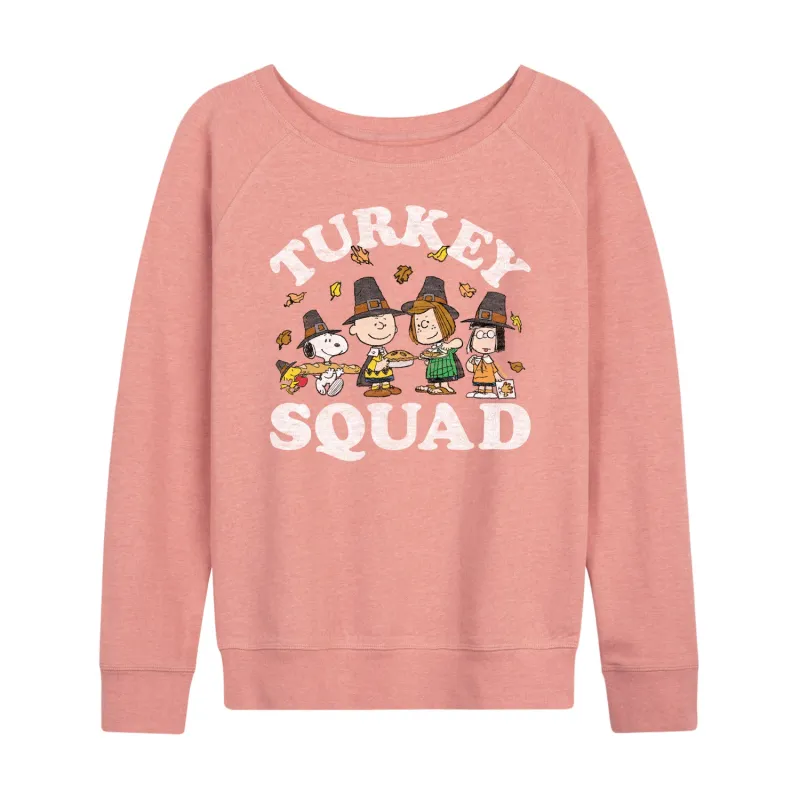 Peanuts - Turkey Squad - Women's Lightweight French Terry Long Sleeve Shirt sold by Zulily