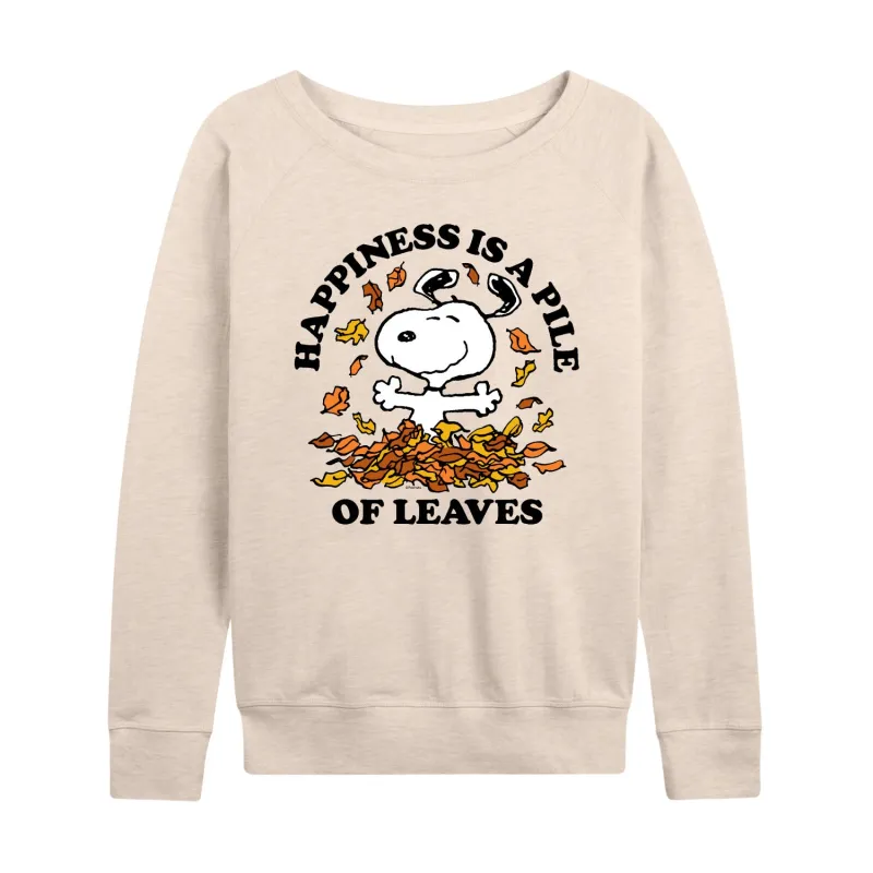 Peanuts - Happiness Is A Pile Of Leaves - Women's Lightweight French Terry Long Sleeve Shirt sold by Zulily
