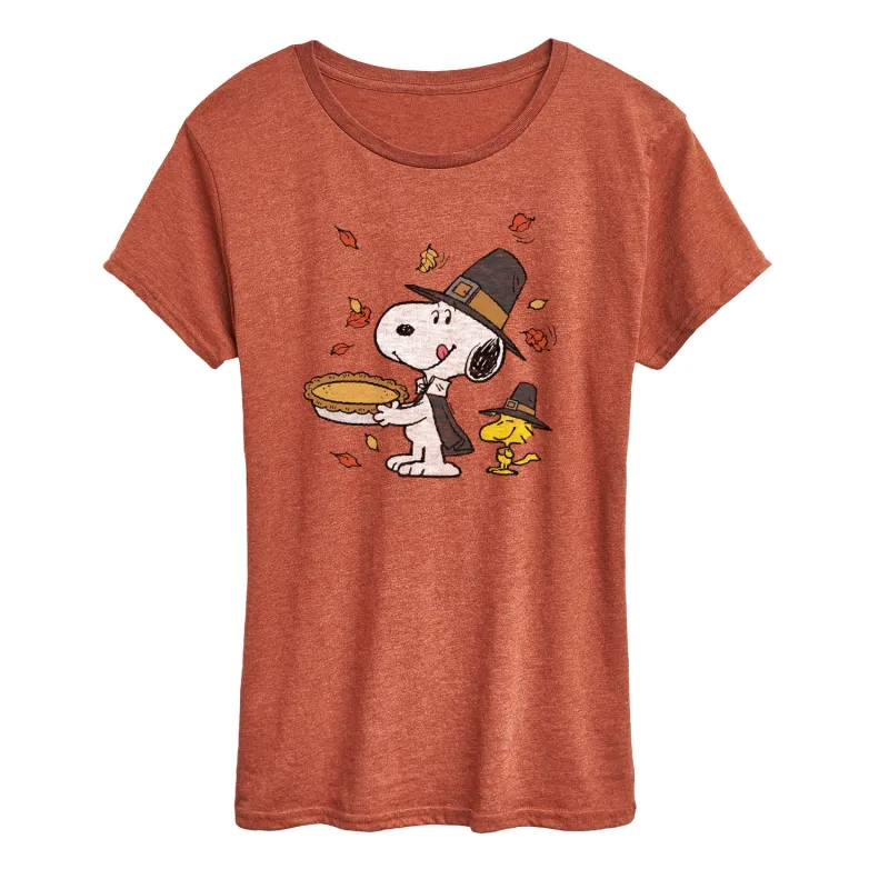 Peanuts - Thanksgiving Scene - Women's Short Sleeve Graphic T-Shirt sold by Zulily