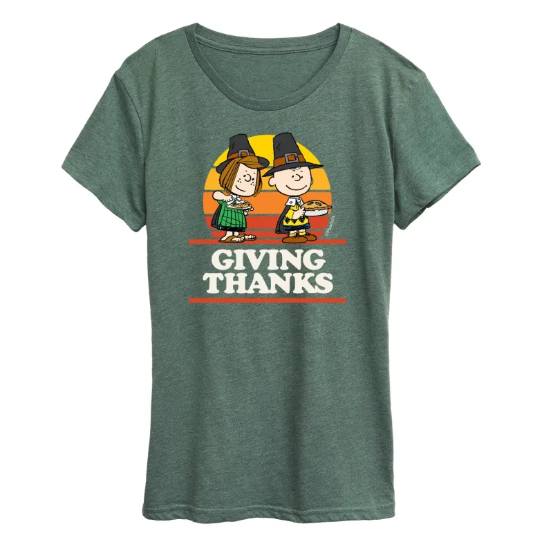 Peanuts - Fall Thanksgiving And Football Women's Short Sleeve T-Shirts sold by Zulily