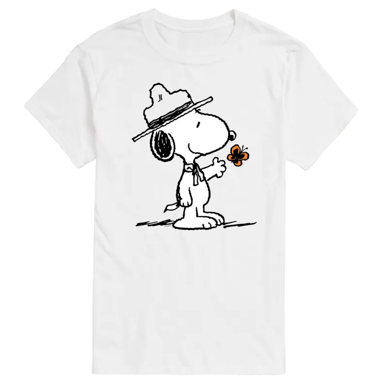 Peanuts - Ranger Snoopy And Butterfly - Men's Short Sleeve Graphic T-Shirt sold by Zulily
