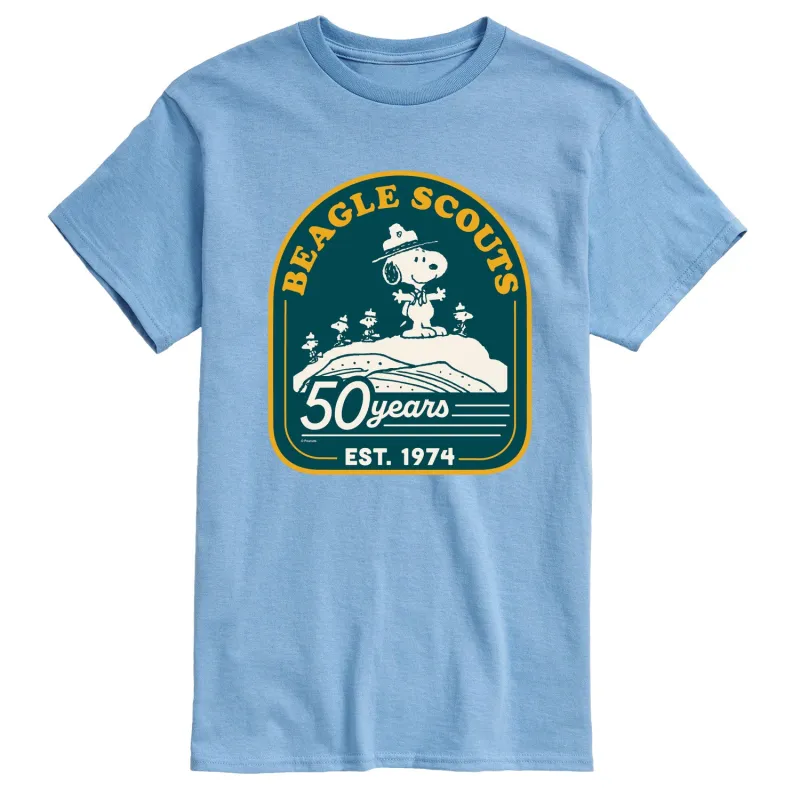 Peanuts - Fifty Years Mountain Top - Men's Short Sleeve Graphic T-Shirt sold by Zulily
