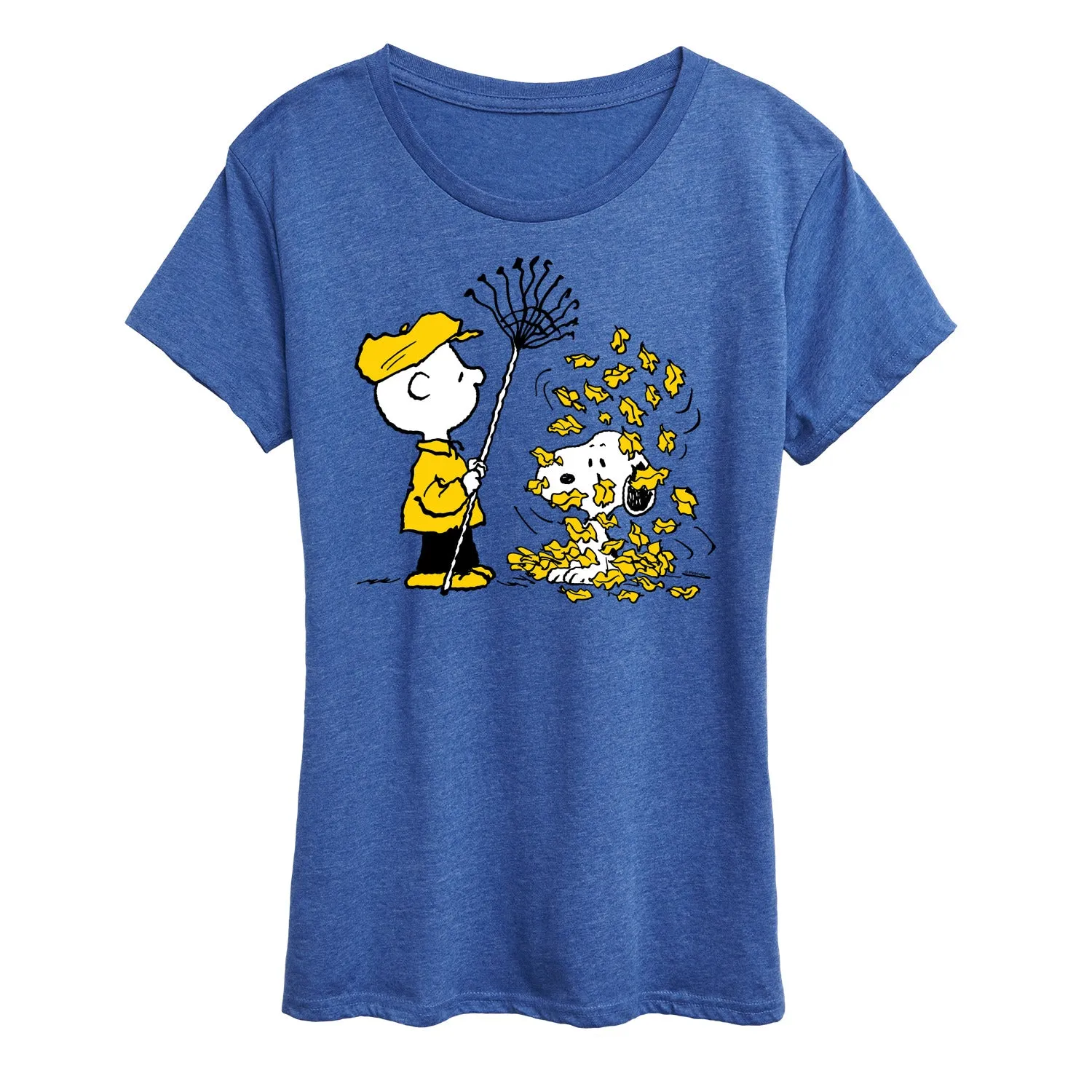 Peanuts - Charlie Brown Snoopy Fall Leaves - Women's Short Sleeve Graphic T-Shirt sold by Zulily