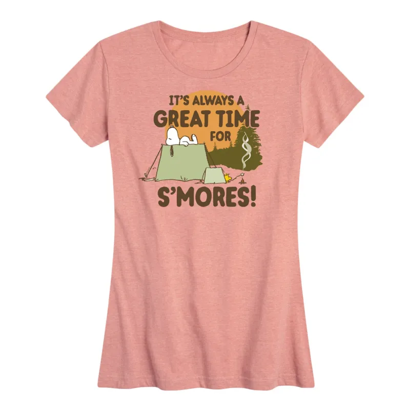 Peanuts - It's Always a Great Time For Smores - Women's Short Sleeve Graphic T-Shirt sold by Zulily