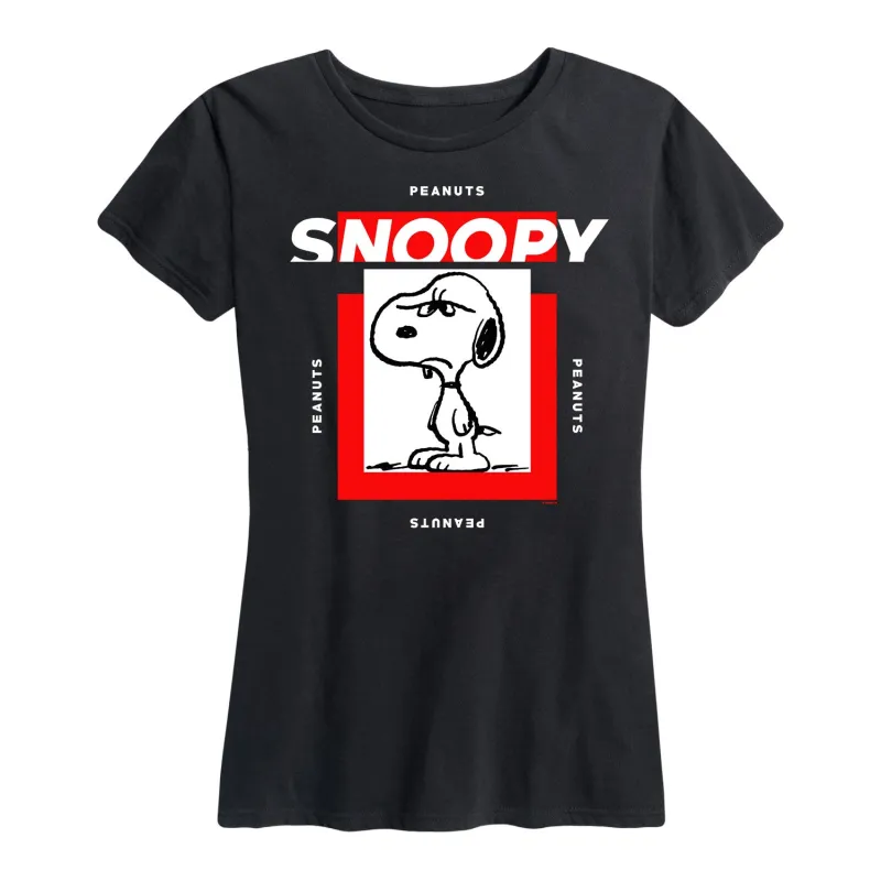 Peanuts - Faces of Snoopy - Women's Short Sleeve Graphic T-Shirt sold by Zulily