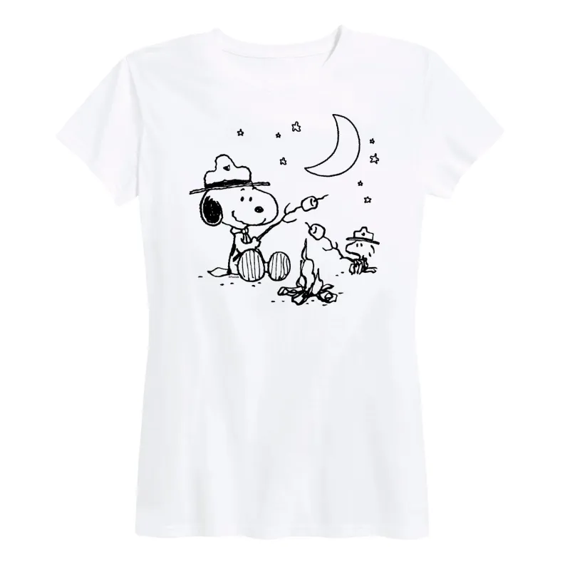 Peanuts - Snoopy Camping - Women's Short Sleeve Graphic T-Shirt sold by Zulily
