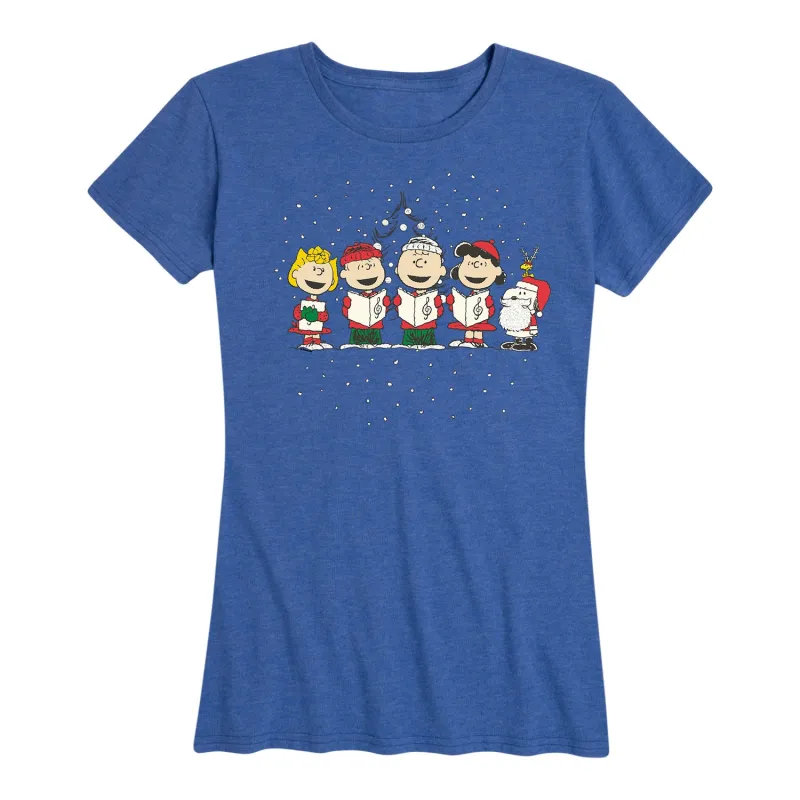 Peanuts - Christmas Caroling - Women's Short Sleeve Graphic T-Shirt sold by Zulily