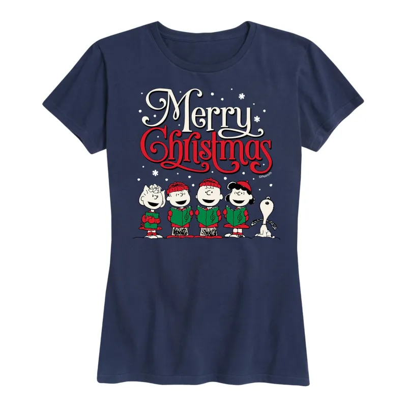 Peanuts - Merry Christmas Chior - Women's Short Sleeve Graphic T-Shirt sold by Zulily