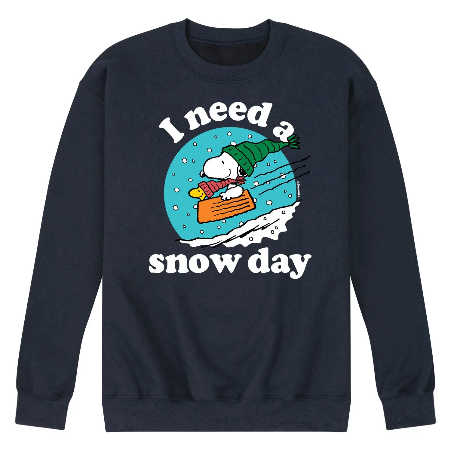 Peanuts - Snoopy I Need A Snow Day - Men's Crew Neck Fleece Pullover sold by Zulily