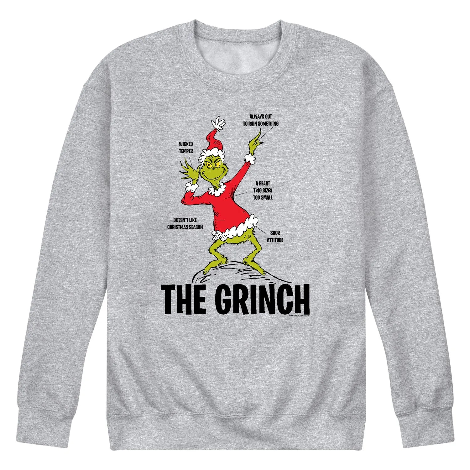 Dr. Seuss - Merry Grinchmas Santa Grinch - Men's Crew Neck Fleece Pullover sold by Zulily product image thumbnail 2
