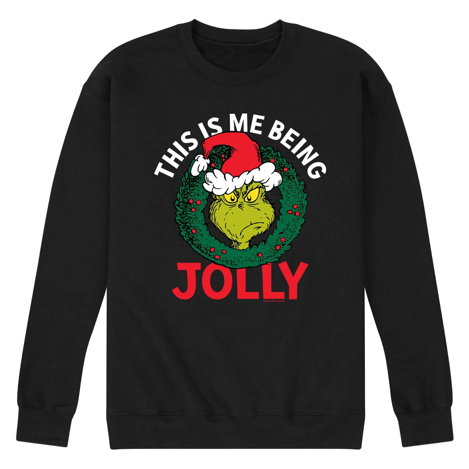Dr. Seuss - Merry Grinchmas Santa Grinch - Men's Crew Neck Fleece Pullover sold by Zulily product image thumbnail 3