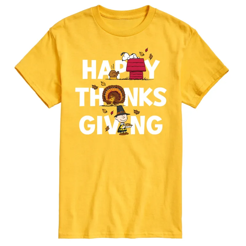 Peanuts - Happy Thanksgiving Icons - Men's Short Sleeve Graphic T-Shirt sold by Zulily