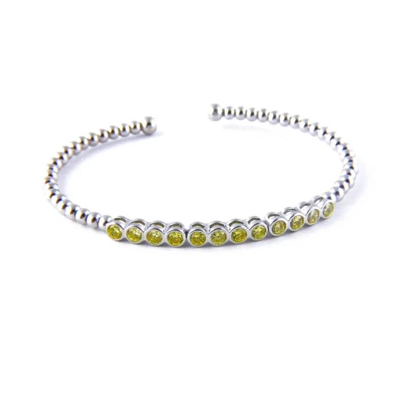 Sterling Silver Yellow CZ Array Open Bangle sold by Zulily
