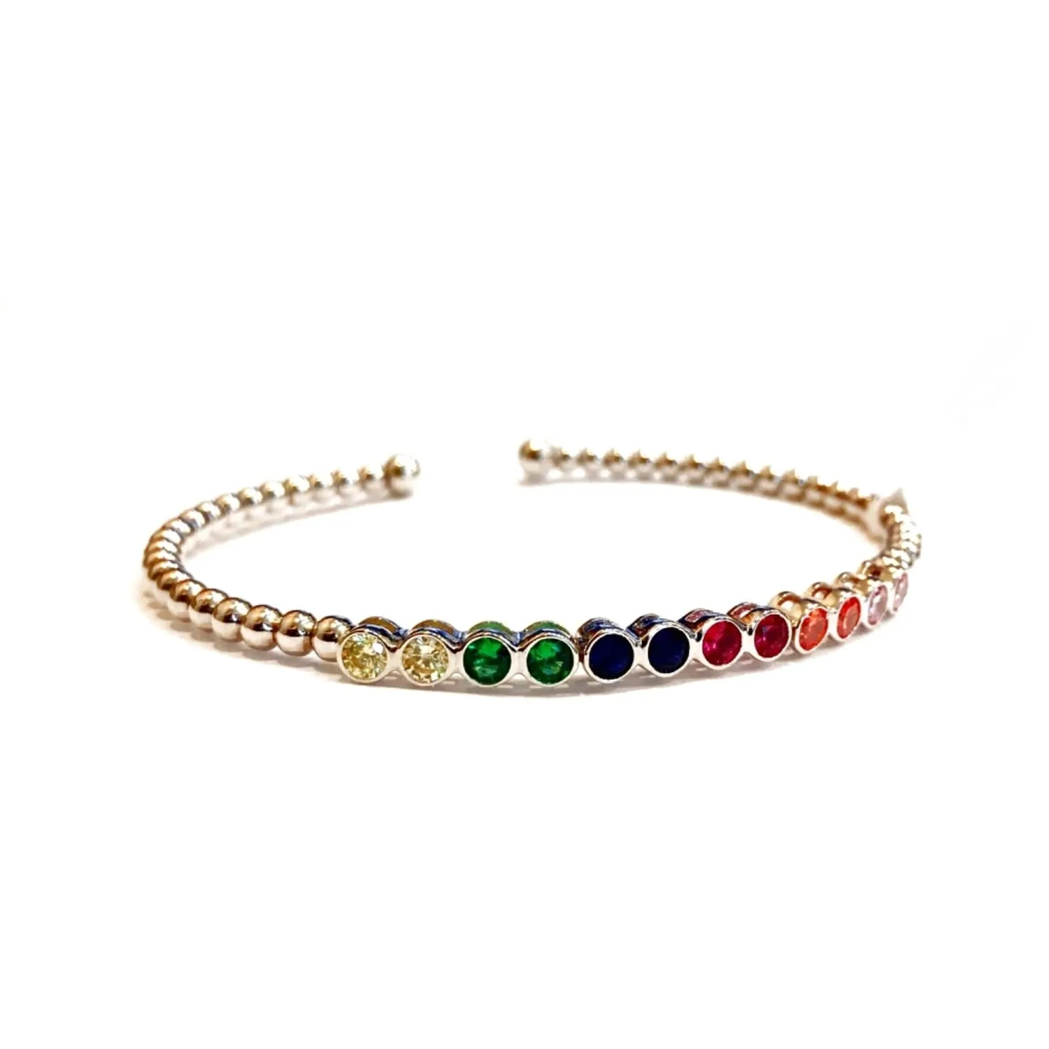 Sterling Silver Multicolor CZ Array Open Bangle sold by Zulily