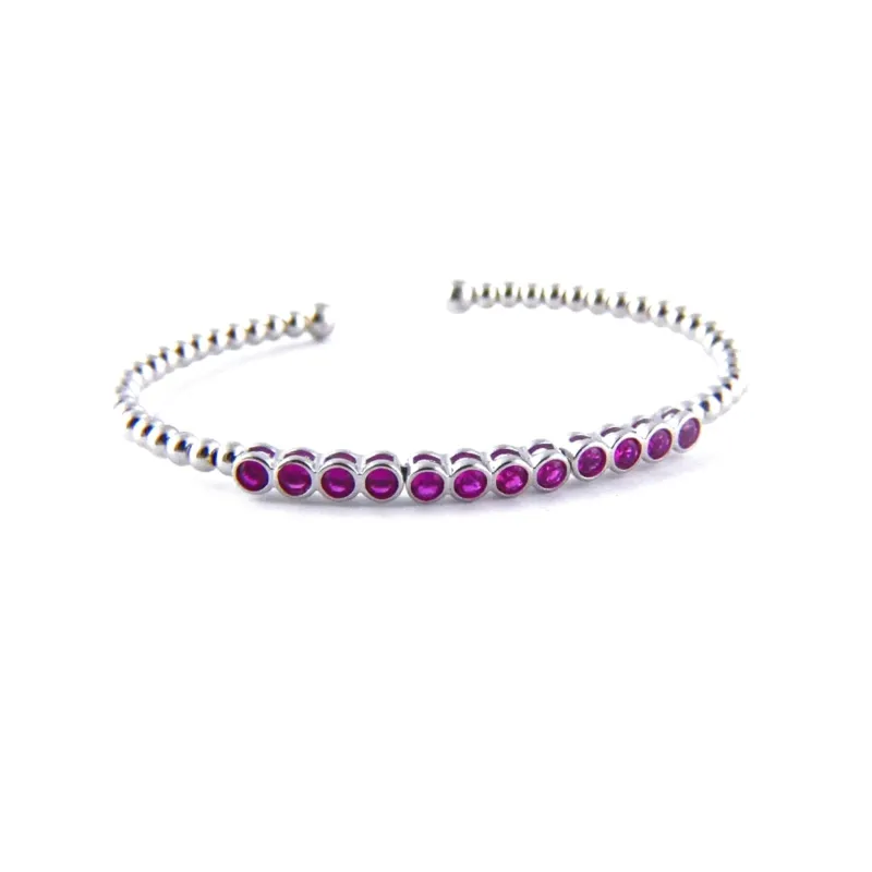 Sterling Silver Synthetic Ruby Stone Array Open Bangle sold by Zulily
