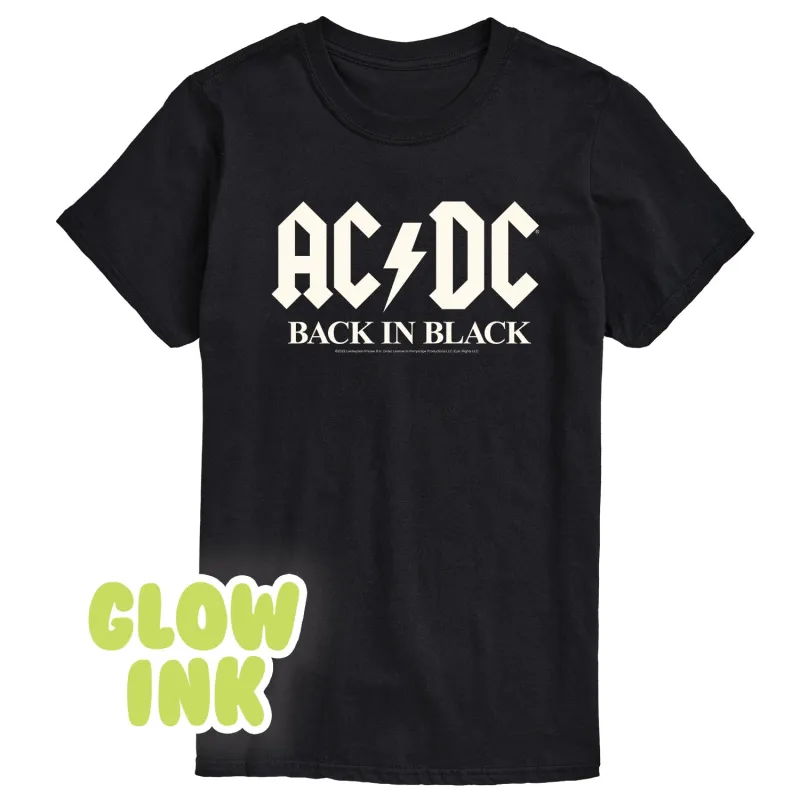 ACDC - Glow In The Dark - Back In Black - Men's Short Sleeve Graphic T-Shirt sold by Zulily