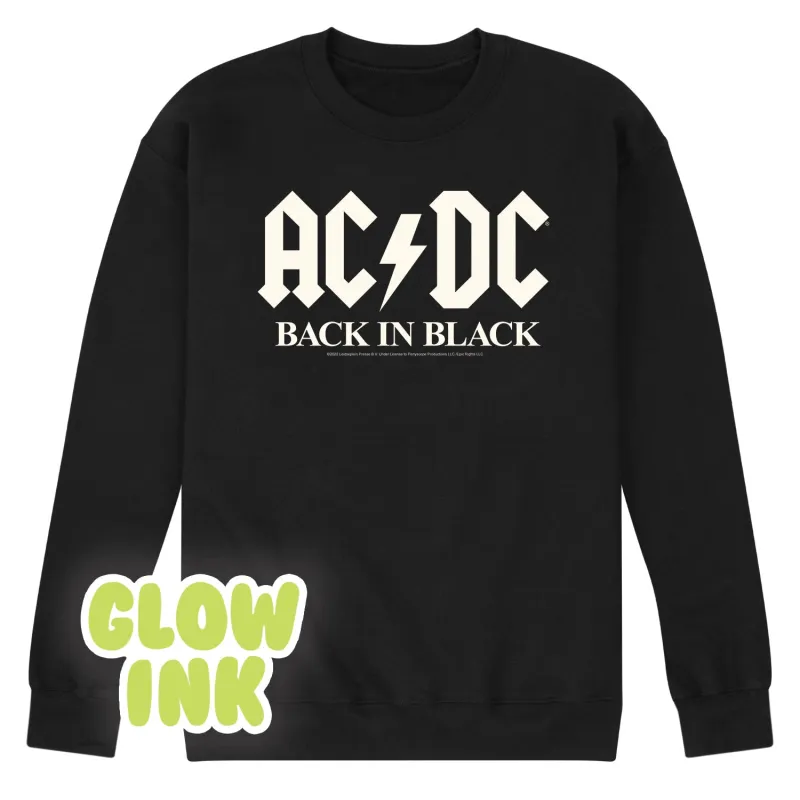 ACDC - Glow In The Dark - Back In Black - Men's Crew Neck Fleece Pullover sold by Zulily
