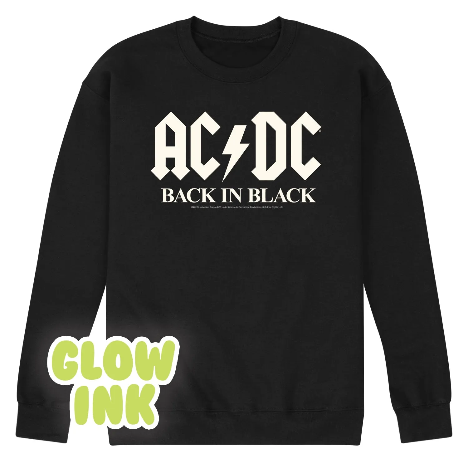 ACDC - Glow In The Dark - Back In Black - Men's Crew Neck Fleece Pullover sold by Zulily