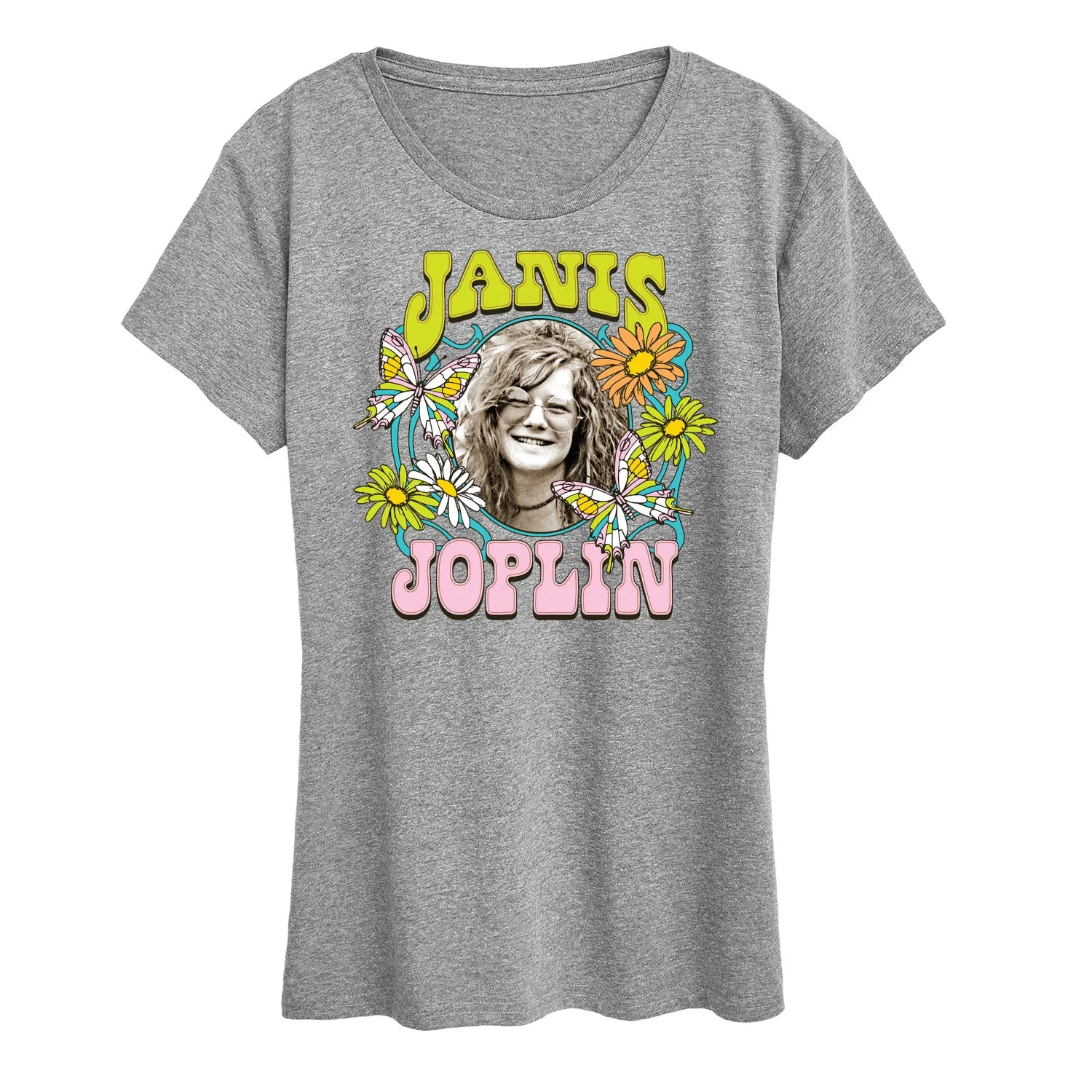 Janis Joplin - Butterfly And Flowers - Women's Short Sleeve Graphic T-Shirt sold by Zulily product image thumbnail 2