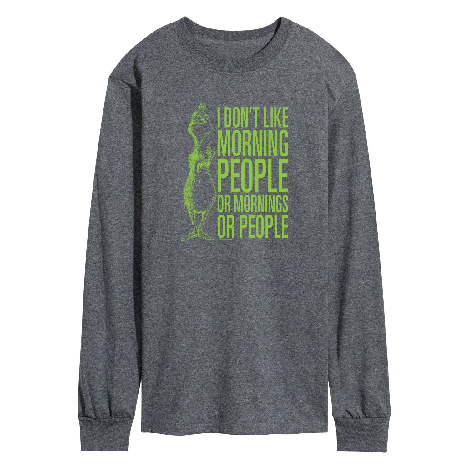 Dr. Seuss The Grinch - Christmas - I Don't Like Morning Or People - Men's Long Sleeve T-Shirt sold by Zulily product image thumbnail 3