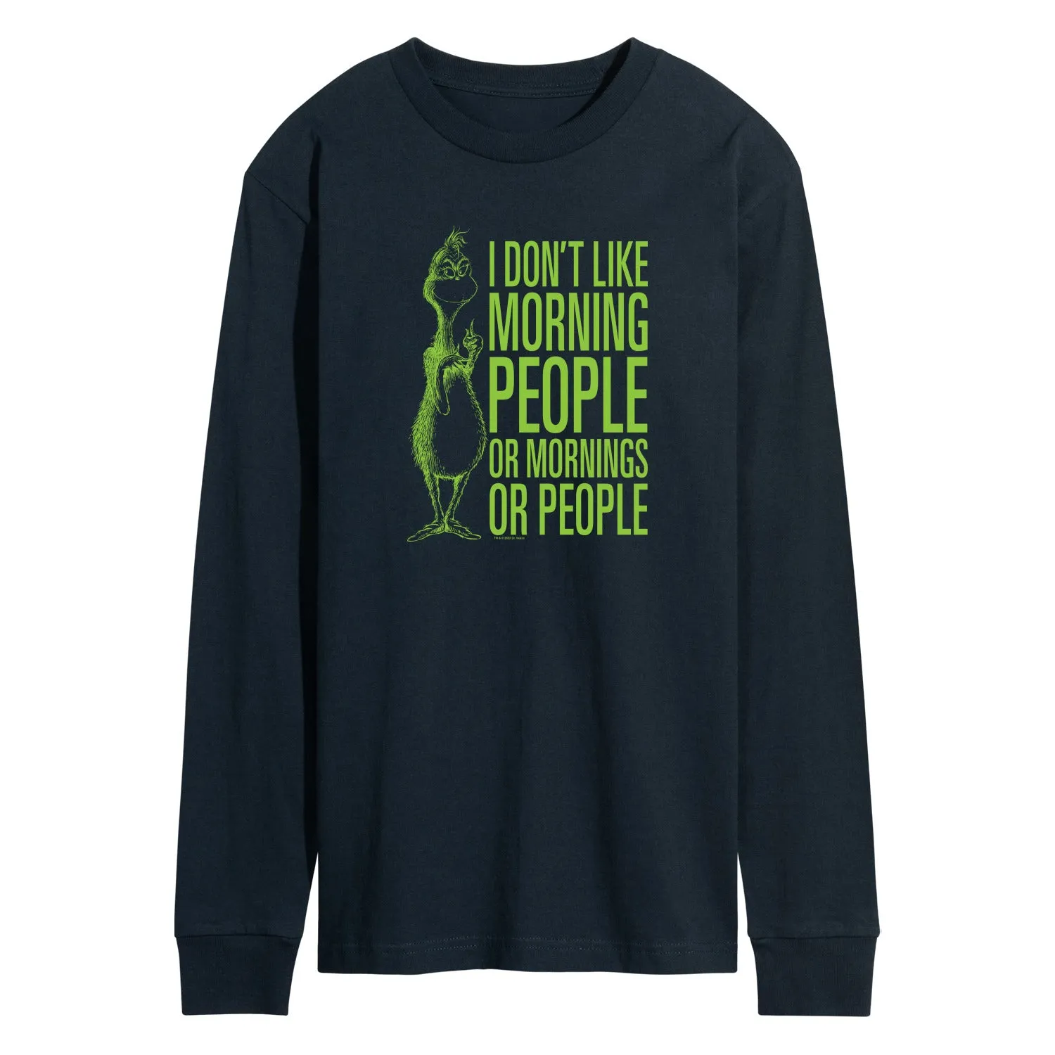 Dr. Seuss The Grinch - Christmas - I Don't Like Morning Or People - Men's Long Sleeve T-Shirt sold by Zulily product image thumbnail 2