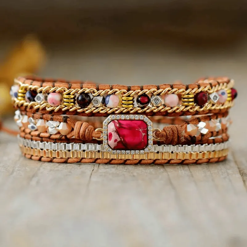 Micalla Jasper & Agate Pave Layered Bracelet sold by Zulily