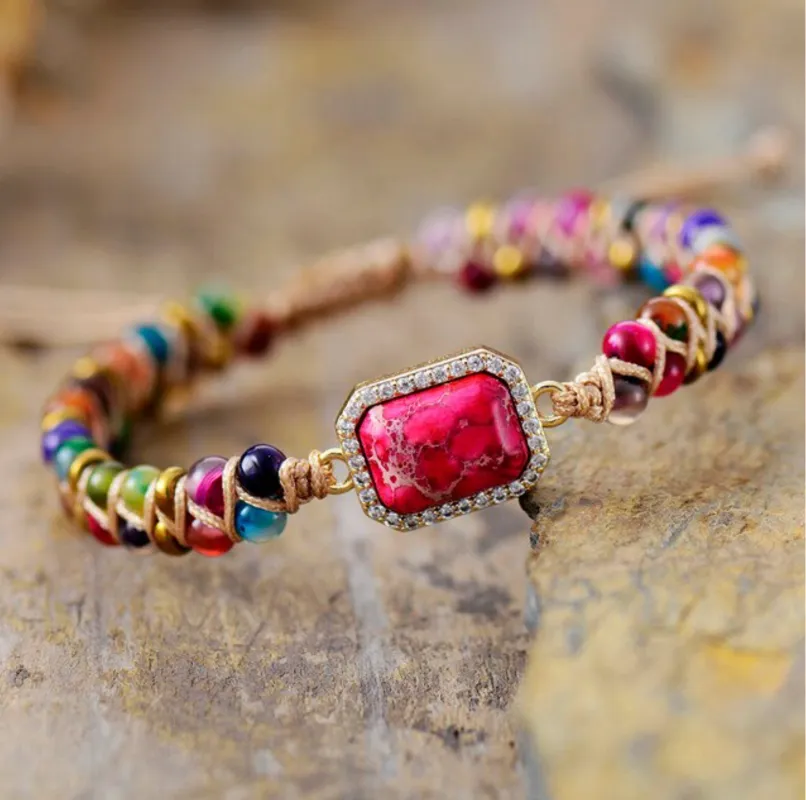Micalla Red Howlite & Cz Gemstone Beaded Bracelet sold by Zulily