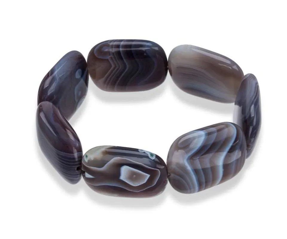 Micalla Botswana Agate Rounded-Square Beaded Stretch Bracelet sold by Zulily