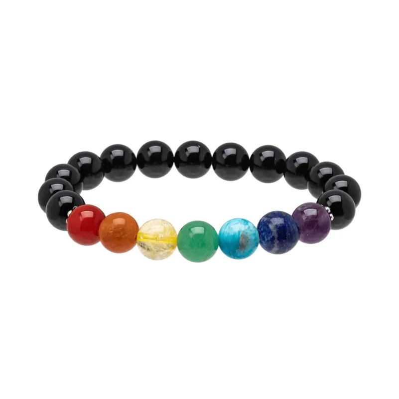 Micalla Black Gemstone Chakra Beaded Stretch Bracelet sold by Zulily