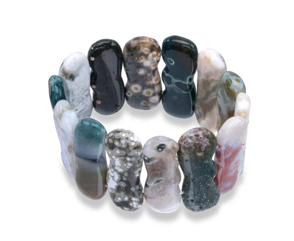 Micalla Ocean Jasper Flat Peanut Stretch Gemstone Bracelet sold by Zulily