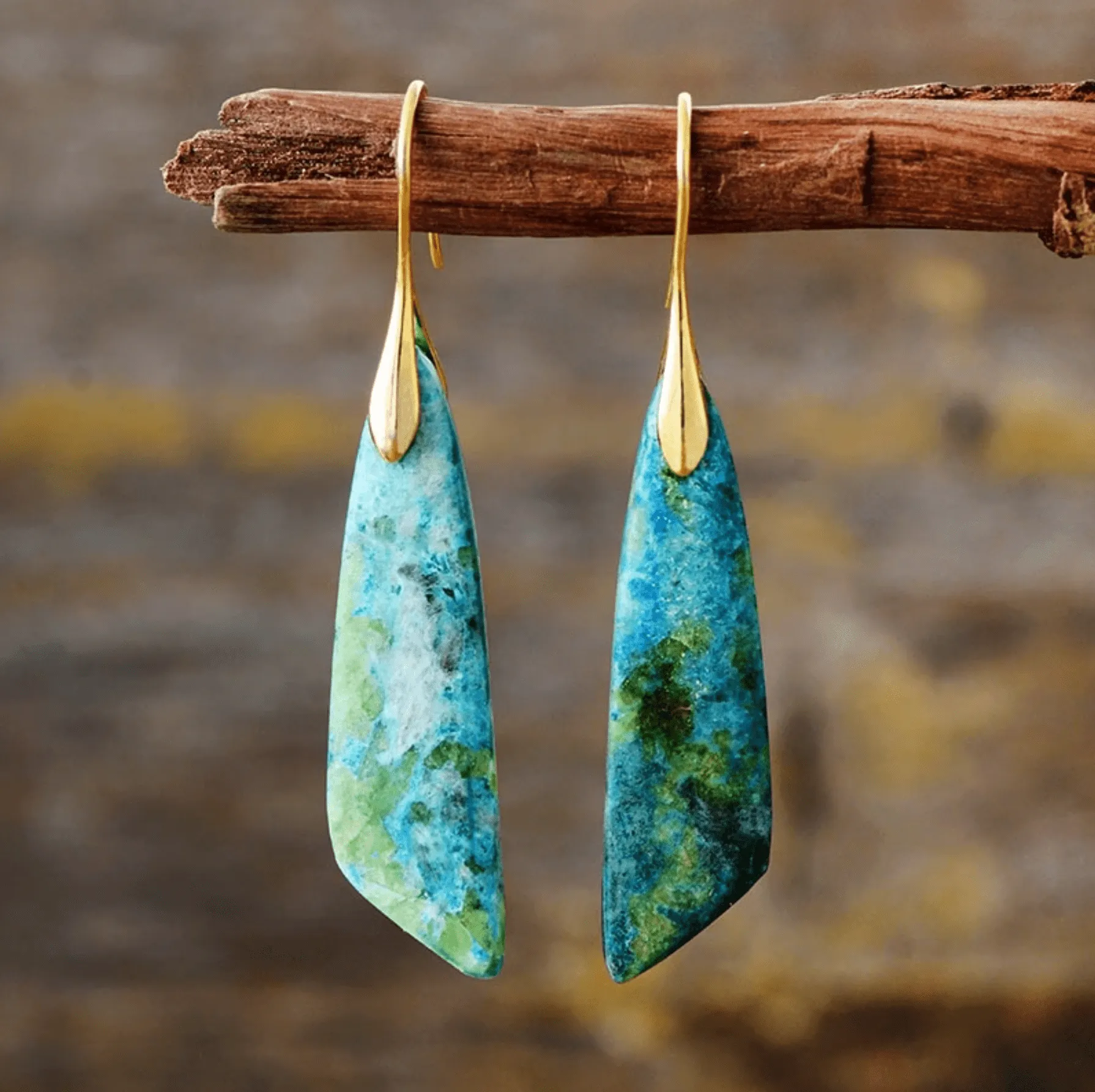 Micalla Blue Green Jade Angular Drop Earrings sold by Zulily