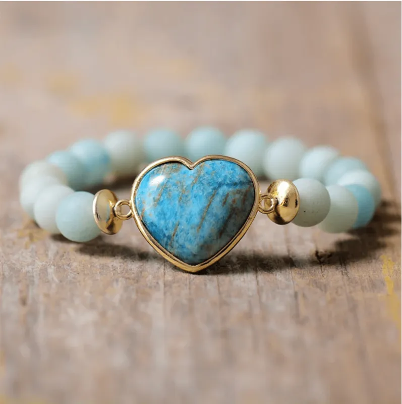 Micalla Amazonite Stone Beaded Heart Bracelet sold by Zulily