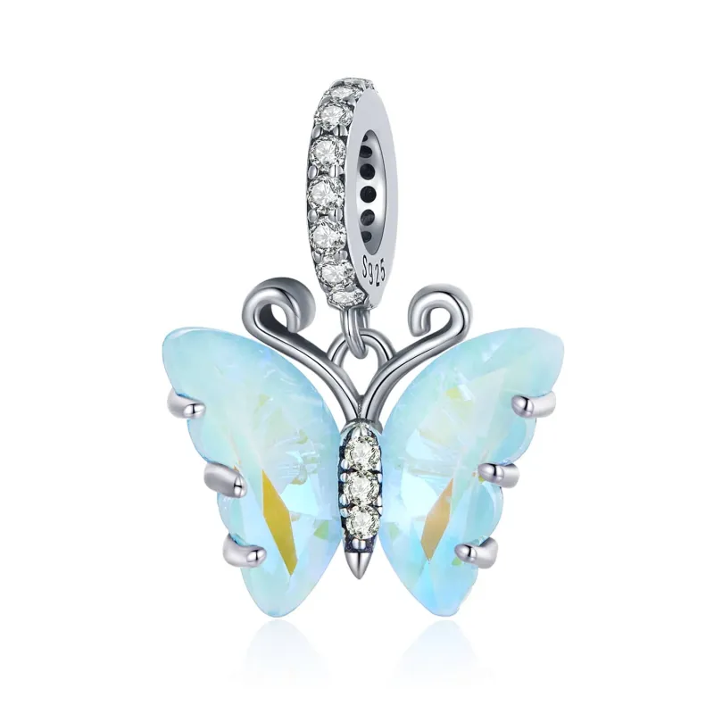 Ag Sterling Silver White Blue Cubic Zirconia Butterfly Charm sold by Zulily