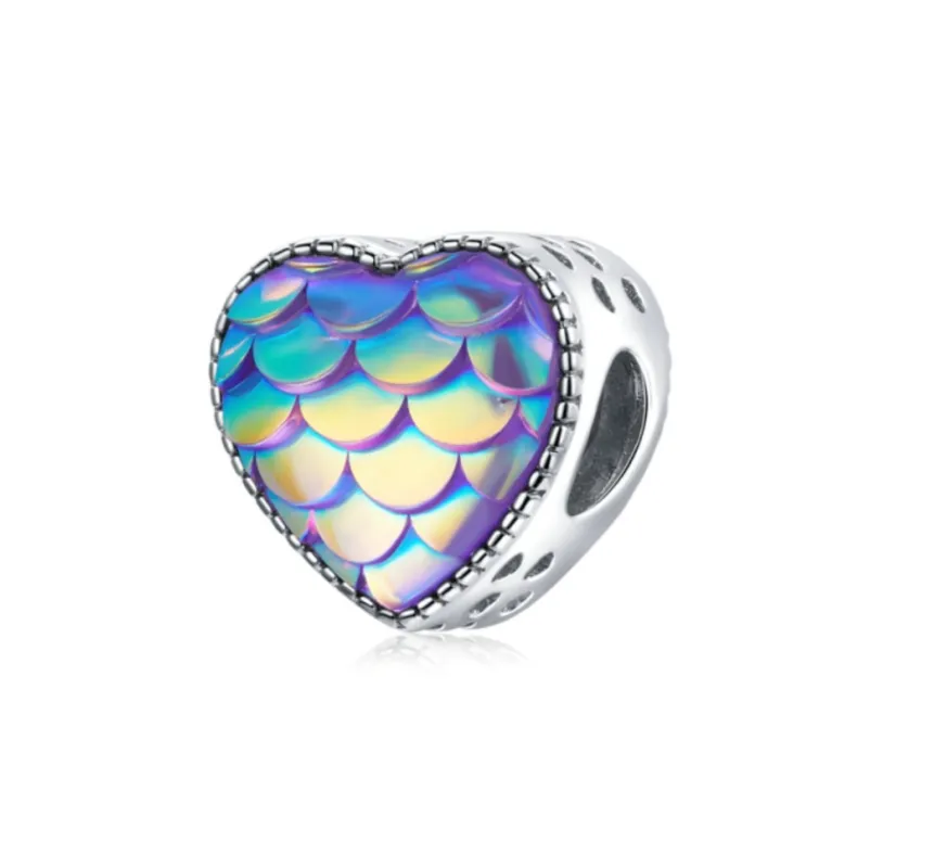 Ag Sterling Silver Mermaid Scales Heart Charm sold by Zulily