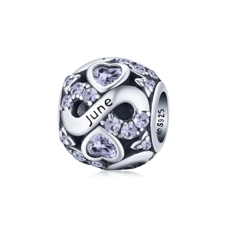 Ag Sterling - June Sterling Silver & CZ Birthstone Hearts Charm sold by Zulily