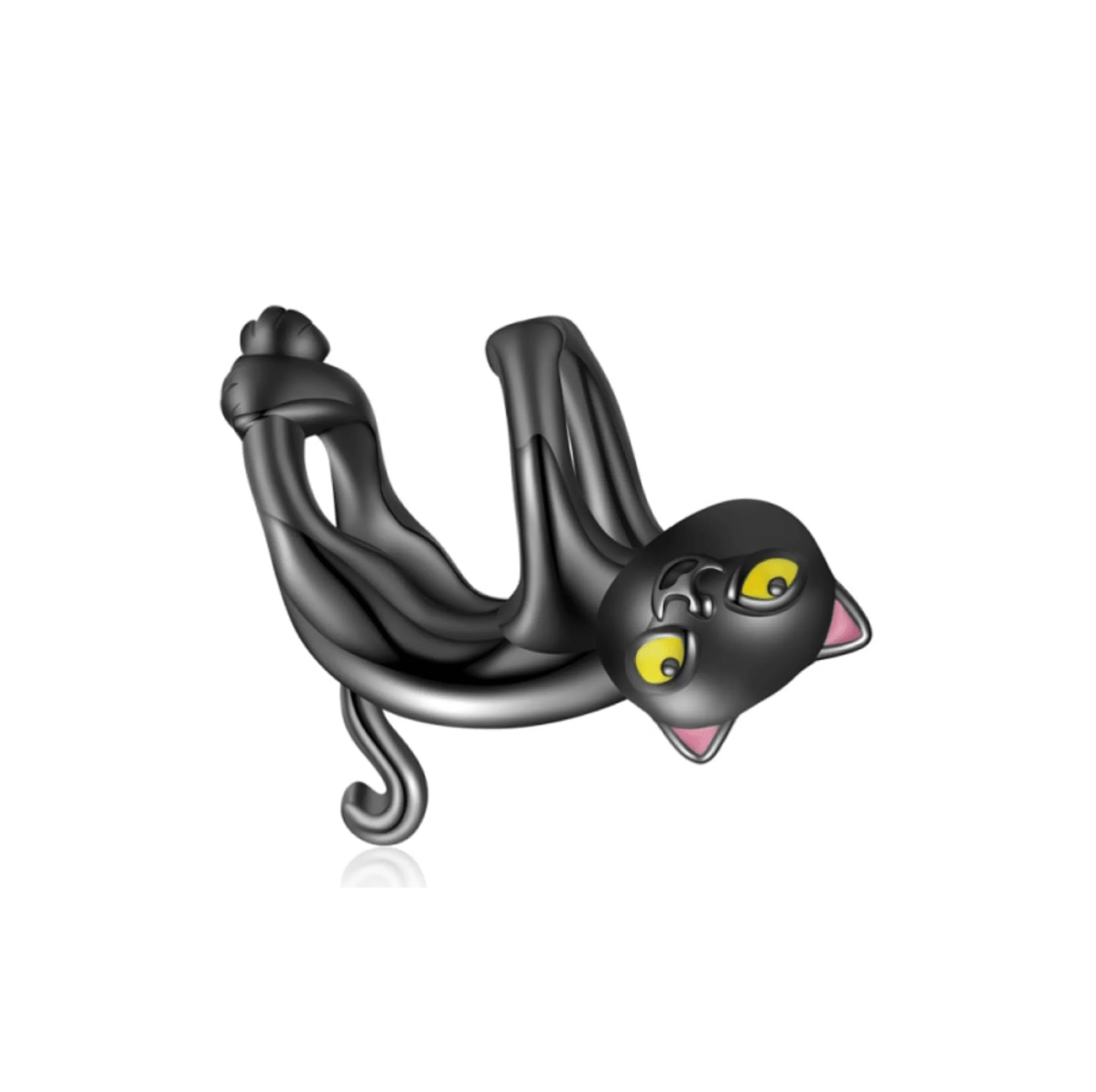 Ag Sterling Black Cat Hanging Charm Enamel Eyes & Ears, Fits Pandora-Style Bracelets sold by Zulily