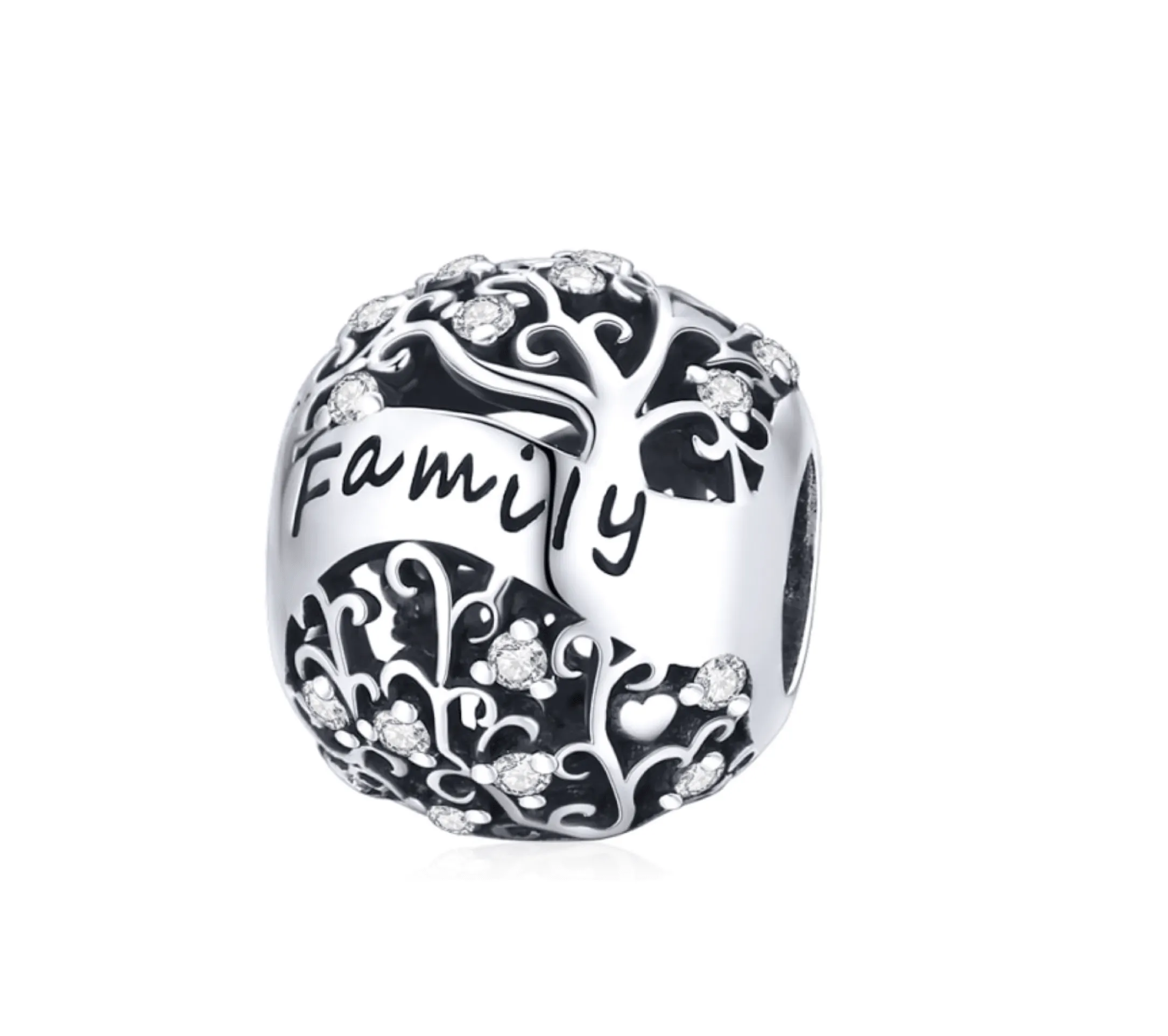 Ag Sterling Silver Cubic Zirconia Vines Family Charm Bead sold by Zulily