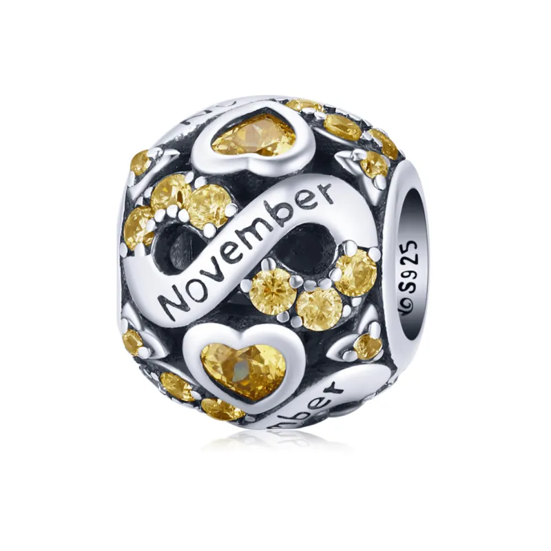 Ag Sterling - November Sterling Silver & CZ Birthstone Hearts Charm sold by Zulily