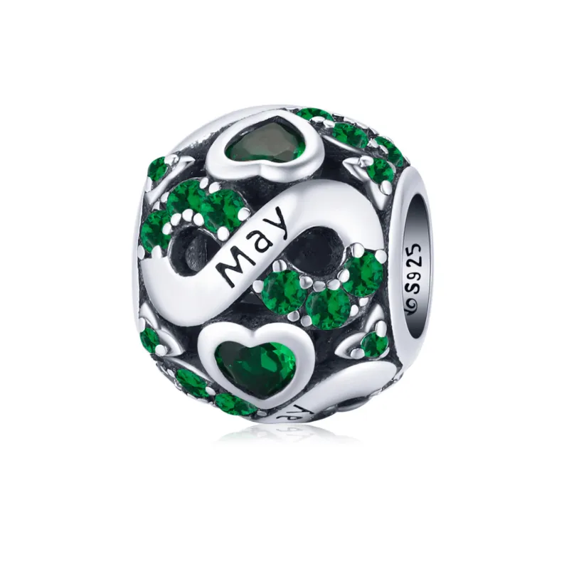 Ag Sterling - May Sterling Silver & CZ Birthstone Hearts Charm sold by Zulily