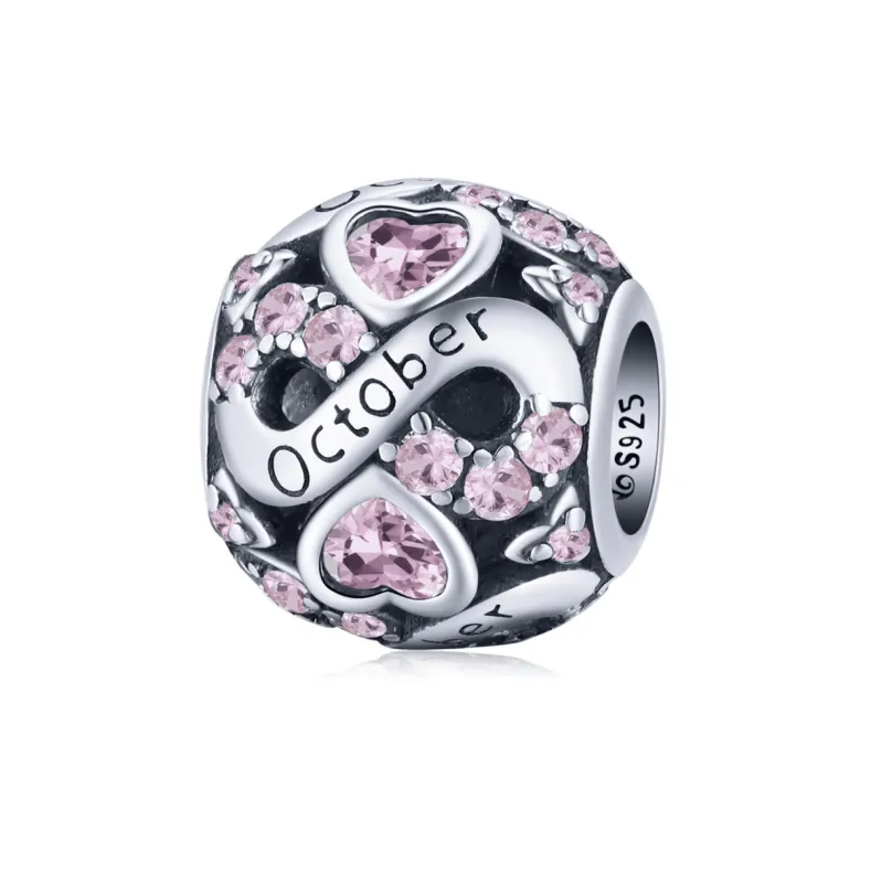 Ag Sterling - October Sterling Silver & CZ Birthstone Hearts Charm sold by Zulily