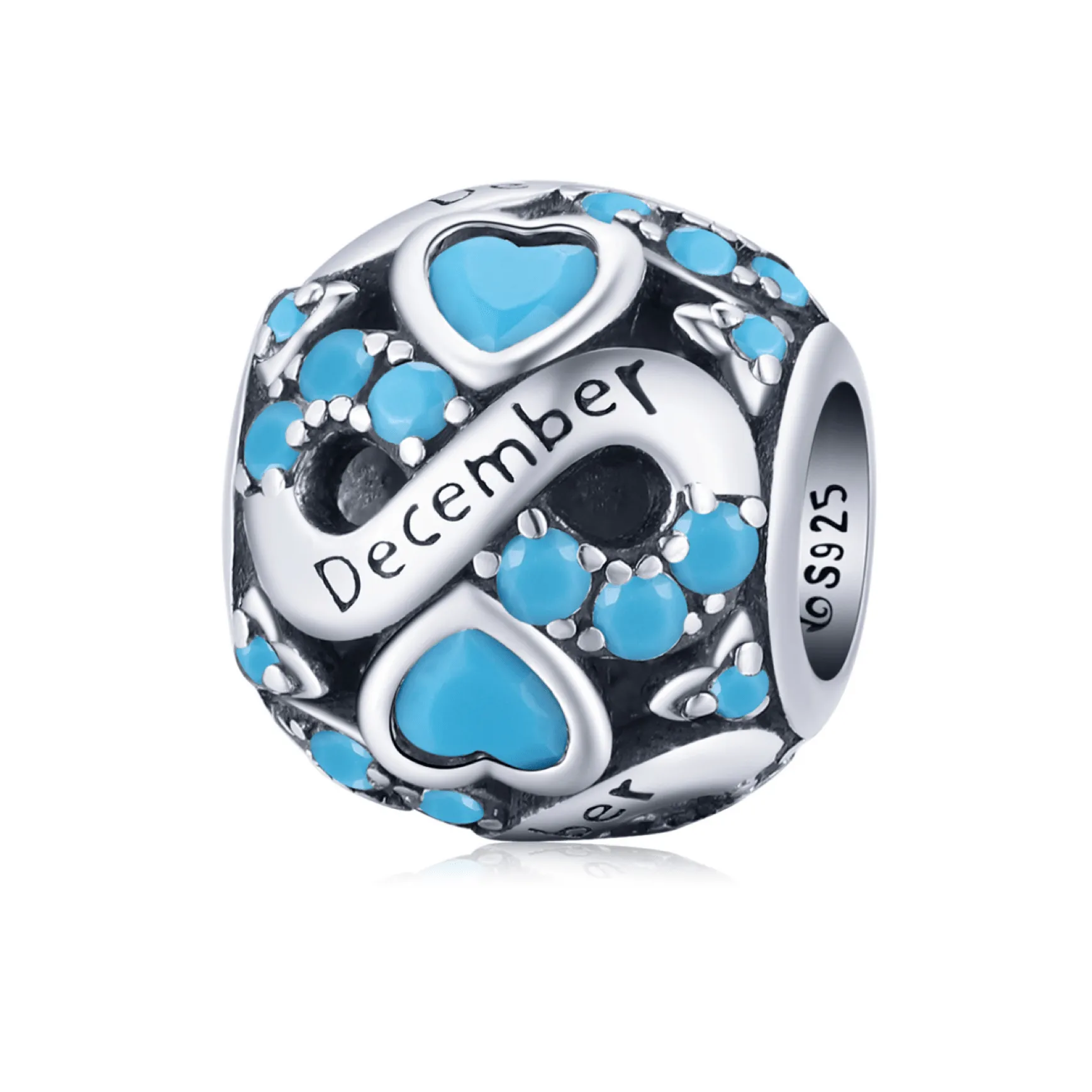 Ag Sterling - December Sterling Silver & CZ Birthstone Hearts Charm sold by Zulily