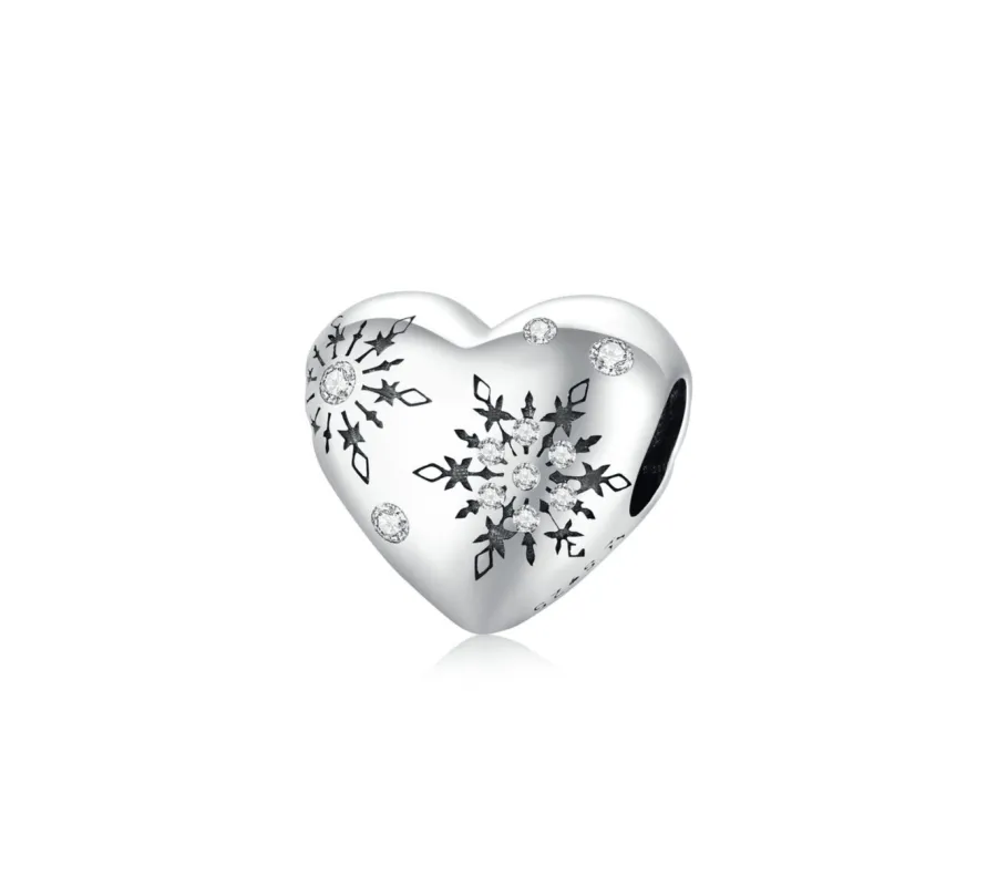 Ag Sterling Silver & Cubic Zirconia Snowflake-Accent Heart Charm sold by Zulily