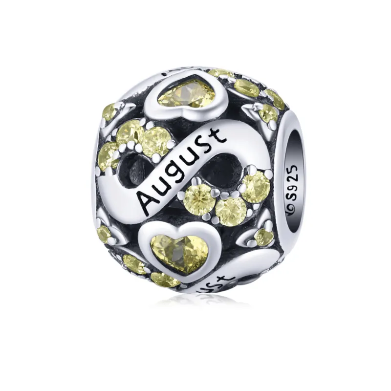 Ag Sterling - August Sterling Silver & CZ Birthstone Hearts Charm sold by Zulily