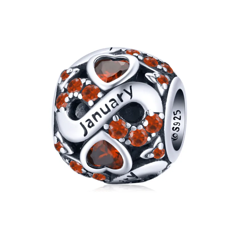 Ag Sterling - January Sterling Silver & CZ Birthstone Hearts Charm sold by Zulily