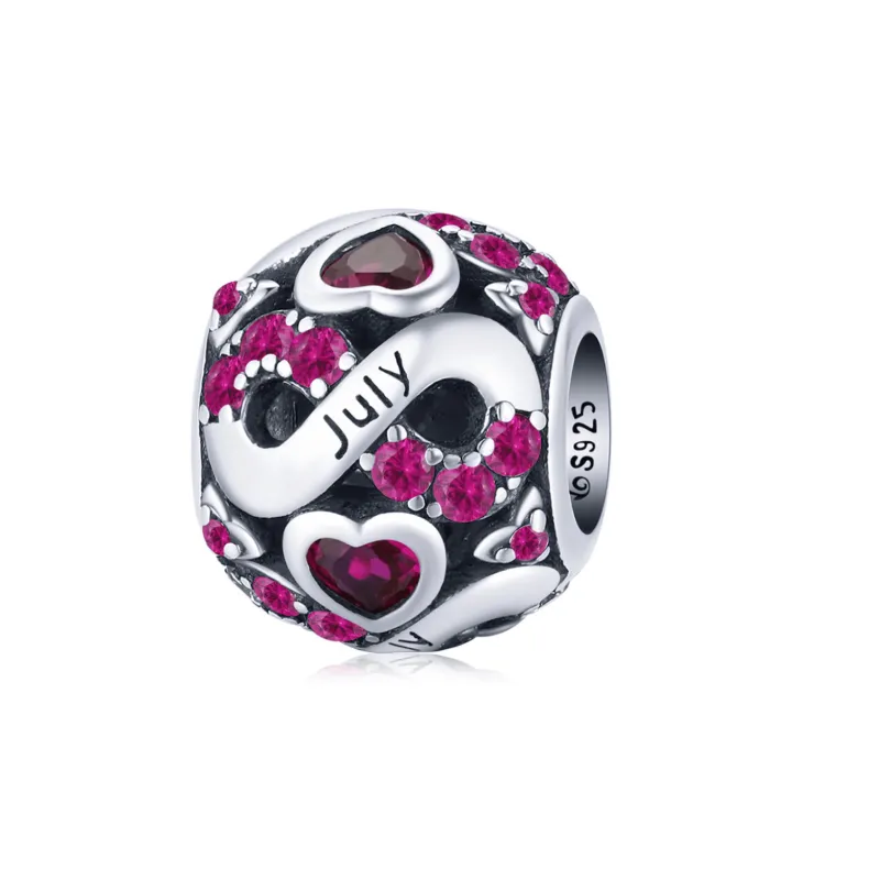 Ag Sterling - July Sterling Silver & CZ Birthstone Hearts Charm sold by Zulily
