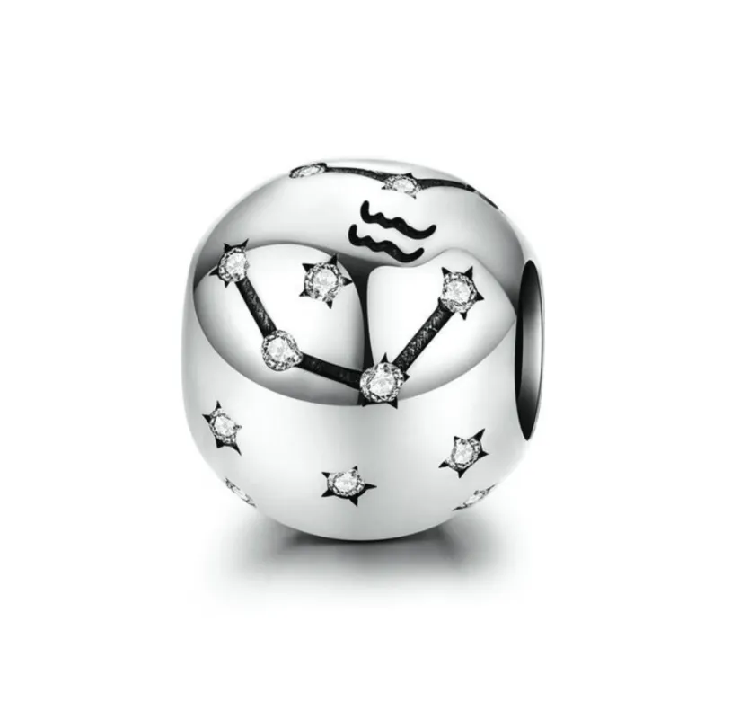 Ag Sterling - Aquarius Sterling Silver & CZ Zodiac Charm sold by Zulily